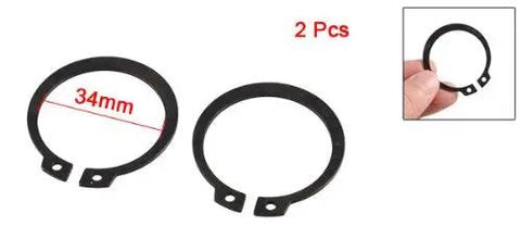 2 Pack Black Metal External Snap Ring For 34mm Axle Shaft Rock Solid Heavy Duty Circlip Set For Mechanical Assemblies Automotive