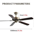 Straight Up Silent Remote Control Ceiling Fan With Six Speed Settings And High Octane Motor For Living Room Or Covered Porch featuring modern wood blades and dimensions.