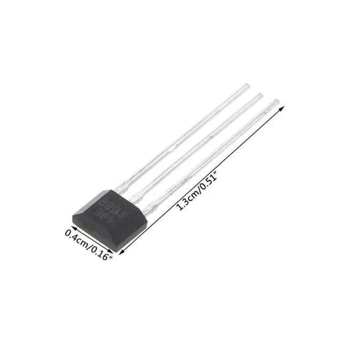 Set Of 10 Hall Effect Linear Sensors For Pro Grade Proximity And Position Sensing With Linear Voltage Output Proportional To Magnetic Field Strength High Precision Hall Sensor Array - close-up view of a single sensor with dimensions visible.