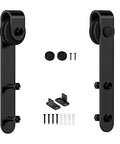 Super Mini Cabinet Sliding Barn Door Hardware Kit For Wardrobe And TV Stand, black carbon steel with 2 rollers, end caps, floor guide.