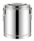Hella Durable Double Wall Insulated Beverage Dispenser Keeps Your Drink Hella Hot Or Cold All Day Long Spill Free Pouring Handle Large Capacity Stainless Steel Coffee Server For Parties And Events, shiny stainless steel with locking lid.