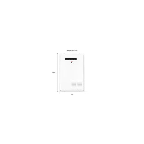 Front view of Heavy Duty Outdoor Natural Gas Tankless Water Heater Serving Up 7.0 Gpm Of Rock Solid Hot Water With 180000 Btu.