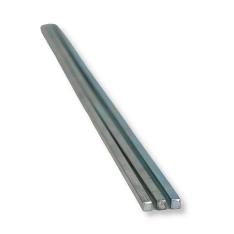 Alt Tag: One Eighth Inch Square Key Stock Bar Set, Zn Coated Cold Drawn Steel, One Eighth By One Eighth By Twelve Inches, Built Tough Precision Key Stock, Pack Of Three For Industrial Applications