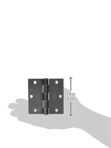 Hand holding Non Removable Pin Mortise Hinge in Plain Steel, 3.5 inch for doors, five-knuckle, National Hardware N140 566 505BC