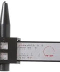 8-Lug Hub Bore Caliper with Digital LCD for Wheel Inspection showing measuring tips and scale for accurate bolt-circle diameter.