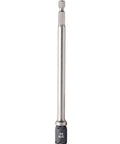 Reversible Hex Driver With 1/4 And 5/16 In Sockets, Sawtooth Sealant Cutter; Long silver shaft with 1/4 socket visible, black finish
