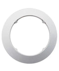 Heavy Duty Trim Skirt And Ring Cut Clean For 4 Inch Octagon Electric Boxes, white finish, smooth ceiling patch fixer, top view.