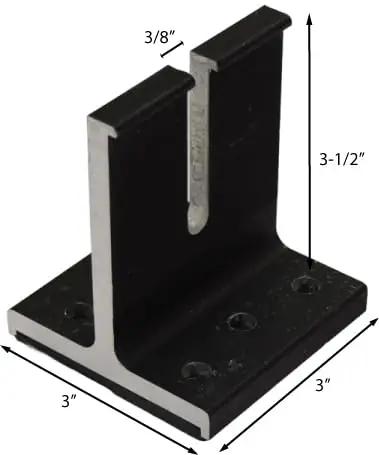 No Sweat Solar Panel Roof Mount Feet For Composition Shingles Comes With Stainless Screws Smooth Sail PV Module Racking Kit Pack Of Ten, black bracket with measurements.