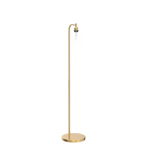 Industrial Floor Lamp With Dope Hanging Glass Shade And Brass Gold Farmhouse Indoor Pole Light Edison E26 Base