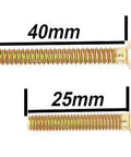 Two screws in 25mm and 40mm sizes from 8 Pack Black Vintage Dresser Drawer Knobs Pulls For Cabinets And Cupboards With 1.25 Inch Single Hole Hardware Zinc Alloy Handle Set Includes 16 Screws In Two Lengths 25mm And 40mm