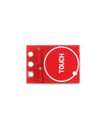 Front view of Capacitive Touch Key Module TTP223 1 Channel Sensor with red surface and white touch circle, 15x11mm