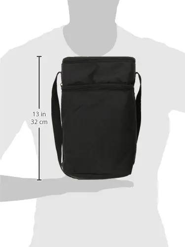 Insulated Baby Bottle Bag And Breastmilk Cooler Keeps Six Milk Bottles Chilled With Ice Pack Portable Two Compartment leak proof bag held by a person.