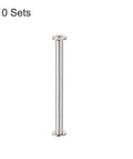Heavy Duty Carbon Steel Screw Posts Fit 3/16 Inch 5mm Holes 10 Pack M4 Threaded Standoffs shown vertically in silver finish.