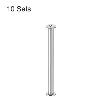 Heavy Duty Carbon Steel Screw Posts Fit 3/16 Inch 5mm Holes 10 Pack M4 Threaded Standoffs shown vertically in silver finish.