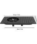 Heavy Duty 304 Stainless Steel Glass Rinser Countertop Pitcher Washer With High Pressure Jet Built In Drain Drip Tray Hose measuring dimensions.