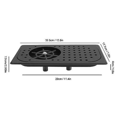 Heavy Duty 304 Stainless Steel Glass Rinser Countertop Pitcher Washer With High Pressure Jet Built In Drain Drip Tray Hose measuring dimensions.
