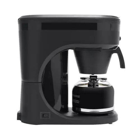Side view of Speed Brew Select 10 Cup Coffee Maker black with stainless steel hot water tank, 70 oz capacity.