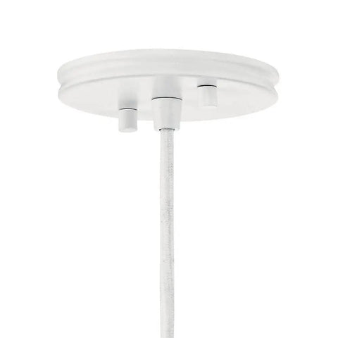 Danika 9.25 Inch One Light Pendant in white finish with wood accents, ceiling mount, showing rear view of fixture attachment.