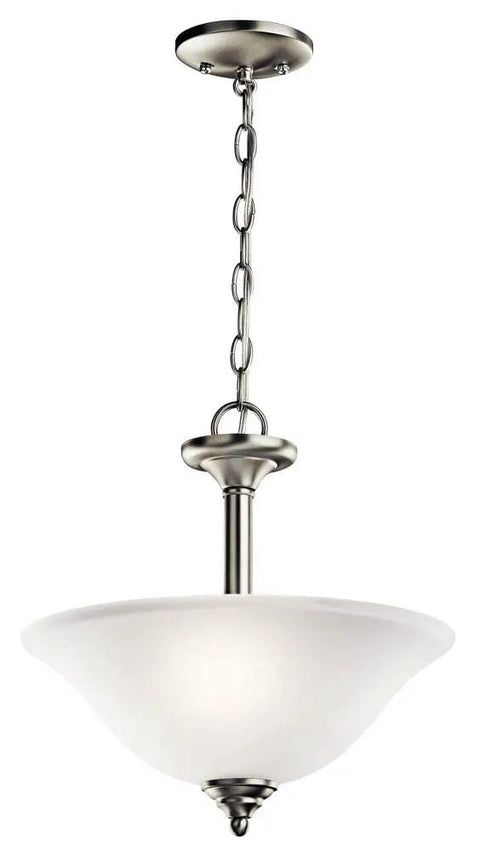 Wynberg 15 Inch 2 Light Convertible Inverted Pendant And Semi Flush Fixture With Satin Etched Glass In Brushed Nickel For Kitchen Island Hallway Bedroom Or Closet Epic Ambience