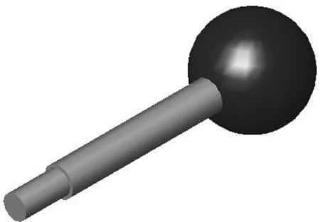 Steel Shaft Ball Knob Gear Lever 3.75 Inch Long With 5/16-18 Thread For Machinery And Equipment, black plastic knob, side view