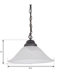 Oil Rubbed Bronze Pendant Light With Alabaster Glass Shade, Dimmable And Flexible Install, Hardwired Or Plug In, dimensions shown