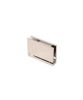 Senior Cardiff Satin Nickel Glass Door Hinge For One Half Inch Thick Glass Heavy Duty 145 Lb Capacity 36 Inch Max Width Square Corner Design