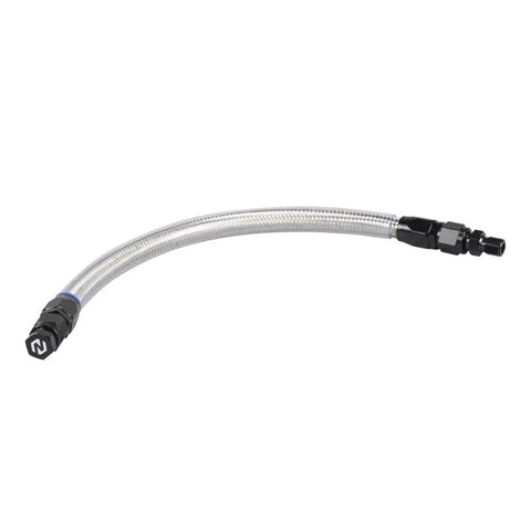 Premium Motorcycle Oil Tank Drain Hose Kit For Ktm 950 Adventure And 990 Adventure R Models Years 2004 To 2012 Replacement Parts Durable Leak-Free Flexible Fuel System Maintenance Essential Gear silver braided hose with black fittings