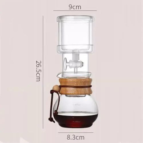 Portable Cold Brew Coffee Maker With Slow Drip Tower And Adjustable Flow Control For Smooth Tea Infusion And Ice Drip Excellence, 26.5cm tall.