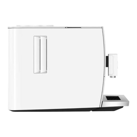 Lock In The Ultimate Morning Perk Up With This Factory Refurbished Automatic Coffee Machine In Sharp Nordic White side view.