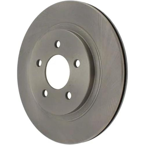 Front view of Centric 121.61087 C-Tek rear brake rotor for Ford Mustang, gray metal with five lug holes