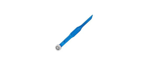 11 Inch Blue Handle Vinyl Roller Tool With Knurl Diamond Grip And Ball Bearing Wheel For Glazing Vinyls And Gaskets In Windows One Handed Operation For Easy Use shown