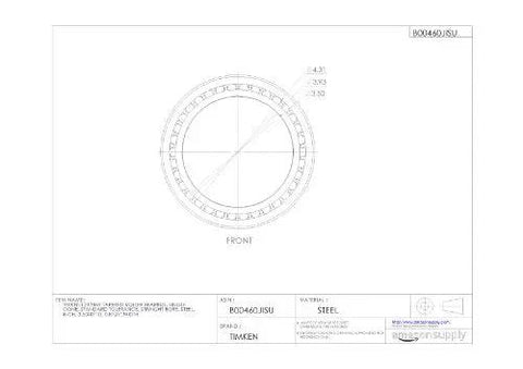 Engineering drawing of Single Cone Tapered Roller Bearing In Steel With Standard Tolerance And Straight Bore, front view schematic