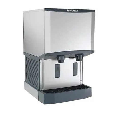 Meridian Countertop Ice Maker And Dispenser with sleek stainless steel design and dual dispensers for easy access.
