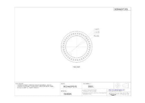 Blueprint of Single Cone Tapered Roller Bearing Cone L225849 for radial and axial load support, front view, technical dimensions shown.