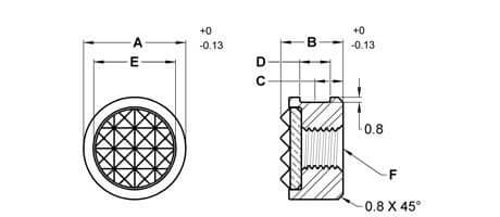 Technical drawing of Carbide Tipped Round Gripper, 16 Mm Diameter, 12 Mm Height, Fine Finish, 1/2 Inch Pad Diameter, flat view