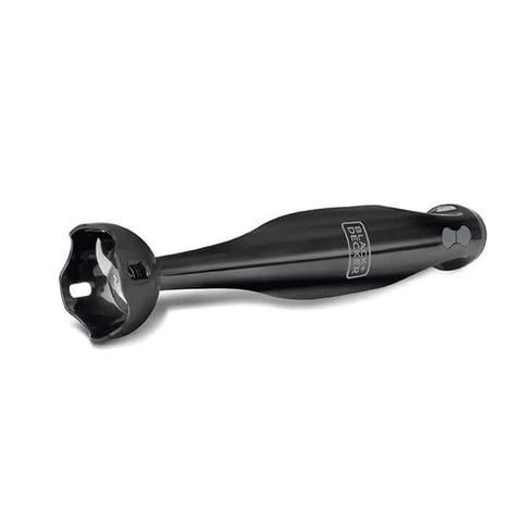 Black Two Speed Immersion Blender with Heavy Duty Stainless Steel Blades and Ergonomic Handle easily purees soups and whips sauces.