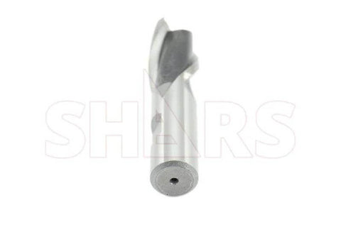 Shars HSS end mill, 7/8 in shank x 3/4 in diameter, 2-flute center-cut, 1-1/2 in flute length, end view