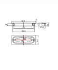 Technical drawing of Brushed Nickel Modern Recessed Cabinet And Drawer Pull Handle, 3-Inch Center-To-Center, dimensions detailed.