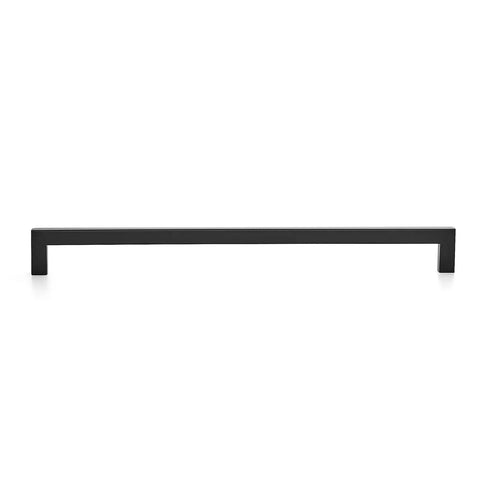 Square Cabinet Handles 12-3/5 Inch Matte Black Drawer Pulls For Kitchen Cabinets And Cupboards, single handle front view