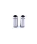 High Precision Linear Ball Bearing Two Pack Silver Finish Bore 6 mm Outer Diameter 12 mm Width 35 mm For Slick Smooth Glide On Mechanical Sliding Tables CNC Machine Tools And 3D Printers Ideal For Milling 3D Printing And DIY Projects on white background, side view.