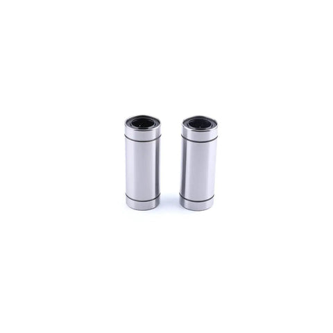 High Precision Linear Ball Bearing Two Pack Silver Finish Bore 6 mm Outer Diameter 12 mm Width 35 mm For Slick Smooth Glide On Mechanical Sliding Tables CNC Machine Tools And 3D Printers Ideal For Milling 3D Printing And DIY Projects on white background, side view.