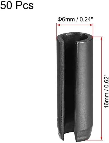 Slotted Spring Pin Set 6Mm By 16Mm Plain Finish 50 Pack For Small Machine Projects 65Mn Steel Roll Assortment Kit Durable Quick Connect Pins