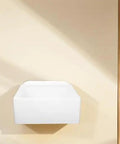 Wall Mount Sink - Lightweight Plastic Basin for Small Bathrooms, Easy No-Drill Installat, modern design mounted on beige wall.