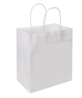 Medium White Kraft Paper Bags With Handles 8x4.75x10 Inches Bulk Pack Of 100 for birthday party favors and gifts