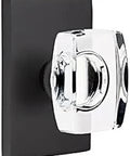 Privacy Door Hardware Set With Rectangle Rosette And Windsor Crystal Knob In Flat Black Finish For Interior Doors Fits One And Three Eighths To Two And A Quarter Inch Thick Doors Includes Latch And Strike Plate Backset Two And Three Eighths Inches