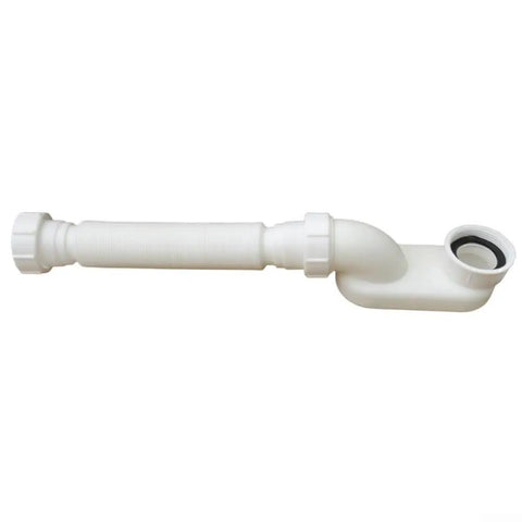 Flexible Rubber Drain Trap With G1-1/2 Threaded Ends For Bathtub Drain Applications And Straightforward Integration, white, compact design