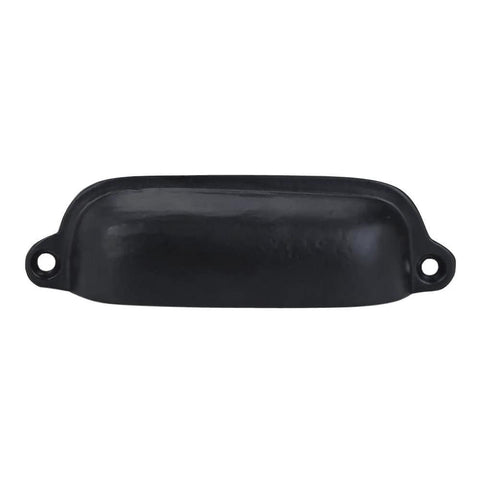 Cast Iron Bin Pulls Set Of 10 3.5 Inch Drawer Pulls Vintage Black Cabinet Handles in rustic antique finish, front view