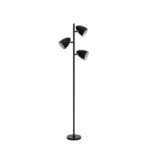 Tall black standing lamp with three adjustable heads, part of 'Three 9W LED Bulbs Included Floor Lamp With 3 Adjustable Rotating Heads.'