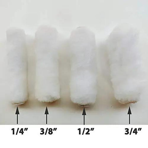 Ultra Premium Woven Mini Rollers 100 Count Bulk Lint-Free Nano Rollers in various nap sizes 1/4 to 3/4 inch for detailed painting.