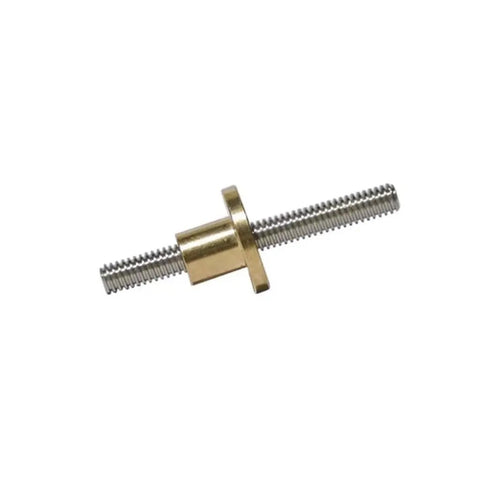 Bulletproof 304 Stainless Steel T10 Lead Screw With Heavy Duty Brass Nut 900mm Long 16mm Pitch close-up view.